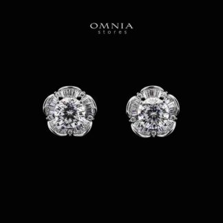 Omnia Saja White Earrings in 92.5 Silver with High-Quality Moissanite Stones