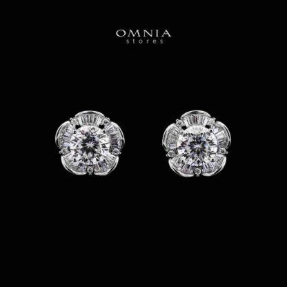 Omnia Saja White Earrings in 92.5 Silver with High-Quality Moissanite Stones
