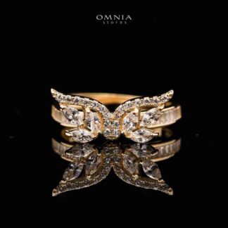 Omnia Malak Winged Charm Ring with High Quality Iced Cut Stone in 92.5 Silver