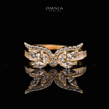 Omnia Malak Winged Charm Ring with High Quality Iced Cut Stone in 92.5 Silver
