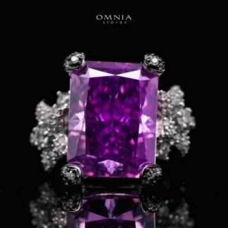 Omnia Riham Ring in 92.5 Silver High Quality Simulated Diamonds