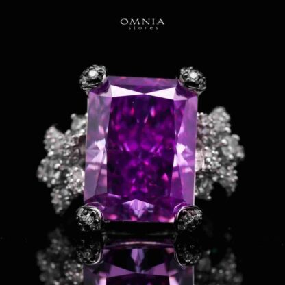 Omnia Riham Ring in 92.5 Silver High Quality Simulated Diamonds