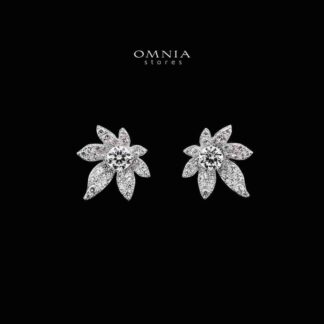 SUPER SALE!!! Omnia Laurel Blossom Stud Earrings in 925 Silver with High-Quality Moissanite Certified Stones