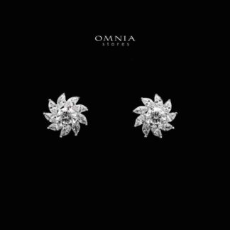 SUPER SALE!!! Omnia Soleila Bloom Stud Earrings in 92.5 Silver with High-Quality Moissanite Stones