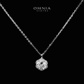 Omnia Atiqa White Pendant Necklace in 92.5 Silver with High-Quality Moissanite Stones