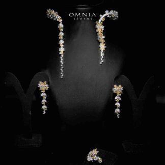 Omnia Abla Yellow Bridal Set in 925 Silver with Marquise and Pear-Cut High-Quality Simulated Diamonds