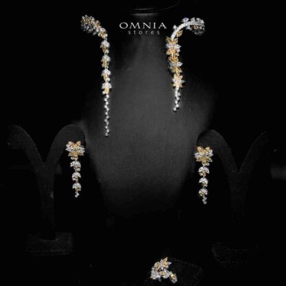 Omnia Abla Yellow Bridal Set in 925 Silver with Marquise and Pear-Cut High-Quality Simulated Diamonds