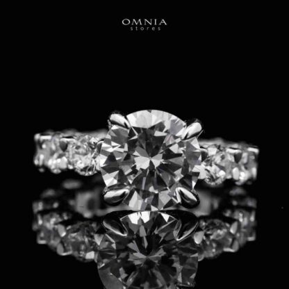 Omnia Radiant Round-Cut Eternity Ring in 92.5 Silver with High Quality Iced Cut Stones