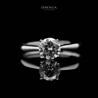 Omnia Maymona Round Cut Ring in 92.5 Silver with High Quality Zircon Stone