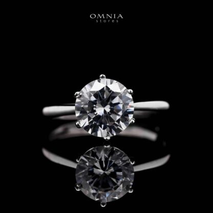 Omnia Omaira Classic Ring in 92.5 Silver with High Quality Iced Cut Stone