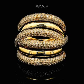 Omnia Durrat 18k Gold Plated Ring With Rhodium Plated In High Quality Zircon Stone