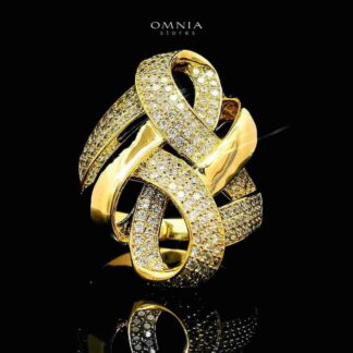 Omnia Kaifa 18k Gold Plated Ring With Rhodium Plated In High Quality Zircon Stone