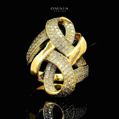 Omnia Kaifa 18k Gold Plated Ring With Rhodium Plated In High Quality Zircon Stone