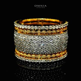 Omnia Zariah 18k Gold Plated Ring With Rhodium Plated In High Quality Zircon Stone