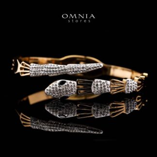 Omnia Aneesa Gold-Plated Copper Bangle with High-Quality Simulated Diamonds