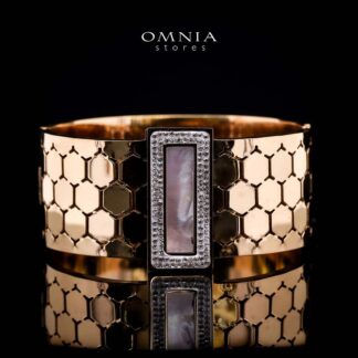 Omnia Anisah Gold-Plated Copper Bangle with High-Quality Simulated Diamonds