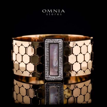 Omnia Anisah Gold-Plated Copper Bangle with High-Quality Simulated Diamonds