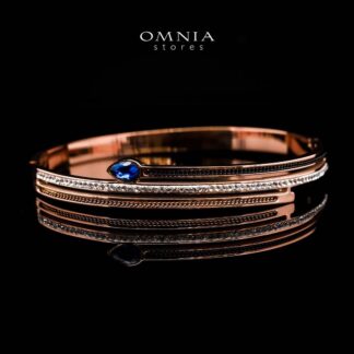 Omnia Anwaar Gold-Plated Copper Bangle with High-Quality Simulated Diamonds