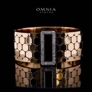 Omnia Arwa Gold-Plated Copper Bangle with High-Quality Simulated Diamonds