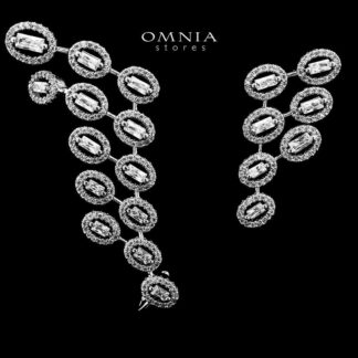Golbahar Winged Silver Color Earrings in High Quality Zircon Stone in Rhodium Plated