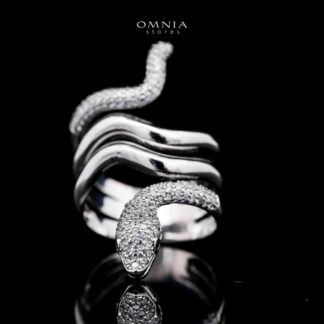 Omnia Aisha Snake Wrap Ring in High Quality Copper Rhodium Plated