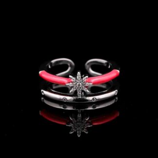 Omnia Amnah Ring in High Quality Zircon Stone Rhodium Plated