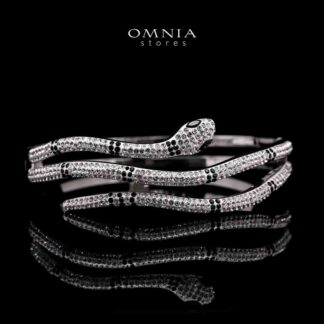 Omnia Areej Gold-Plated Copper Bangle with High-Quality Simulated Diamonds