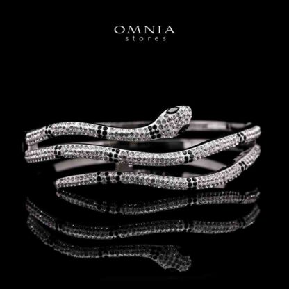 Omnia Areej Gold-Plated Copper Bangle with High-Quality Simulated Diamonds