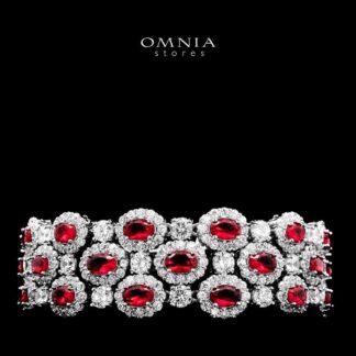 Omnia Viviana Red Bracelet Set in High Quality Zircon Stone in Tarnish Resistant Plating