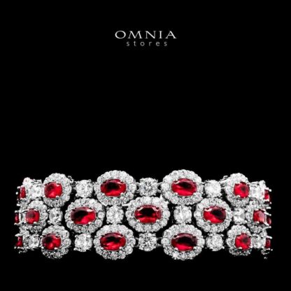 Omnia Viviana Red Bracelet Set in High Quality Zircon Stone in Tarnish Resistant Plating