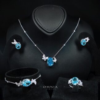 Omnia Maysun Baby Blue Full Set In 925 Silver High Quality Simulated Diamonds