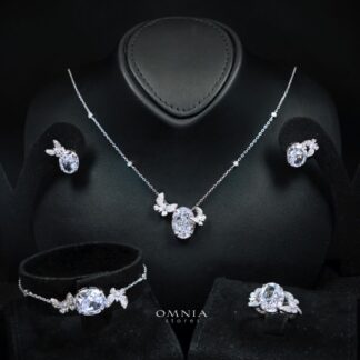 Omnia Maysun White Full Set In 925 Silver High Quality Simulated Diamonds