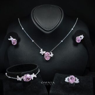 Omnia Maysun Pink Full Set In 925 Silver High Quality Simulated Diamonds