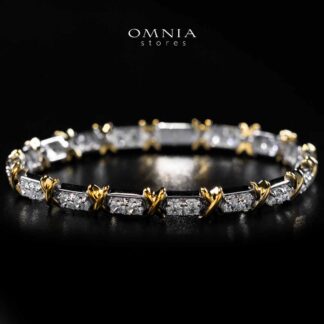 Omnia Aasima White and Glod Bracelet In 925 Silver High Quality Certified Lab Crafted Stones