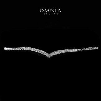 Omnia Fareeha White Silver Bracelet In 925 Silver High Quality Certified Lab Crafted Stones
