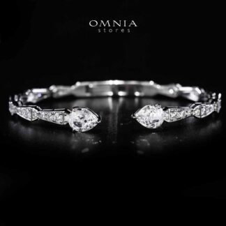 Omnia Aqeelah White Silver Bangle In 925 Silver High Quality Certified Lab Crafted Stones