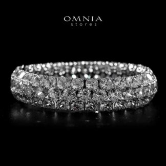 Omnia Aseelah White Silver Bangle In 925 Silver High Quality Certified Lab Crafted Stones