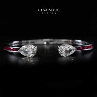 Omnia Adeela Red Silver Bangle In 925 Silver High Quality Certified Lab Crafted Stones