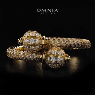 Omnia Rafah Golden Bangle In 925 Silver High Quality Certified Lab Crafted Stones
