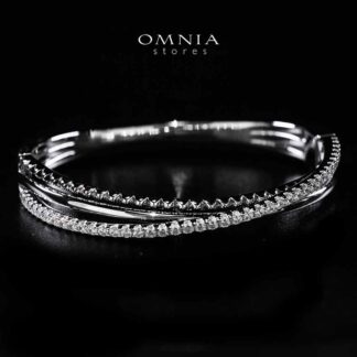 Omnia Suhair Twisted Silver Bangle In 925 Silver High Quality Certified Lab Crafted Stones