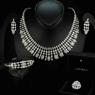 Omnia Hamida White Bridal Full Set in 925 Silver High Quality Simulated Diamonds