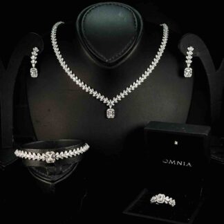Omnia Husn White Bridal Full Set in 925 Silver High Quality Simulated Diamonds