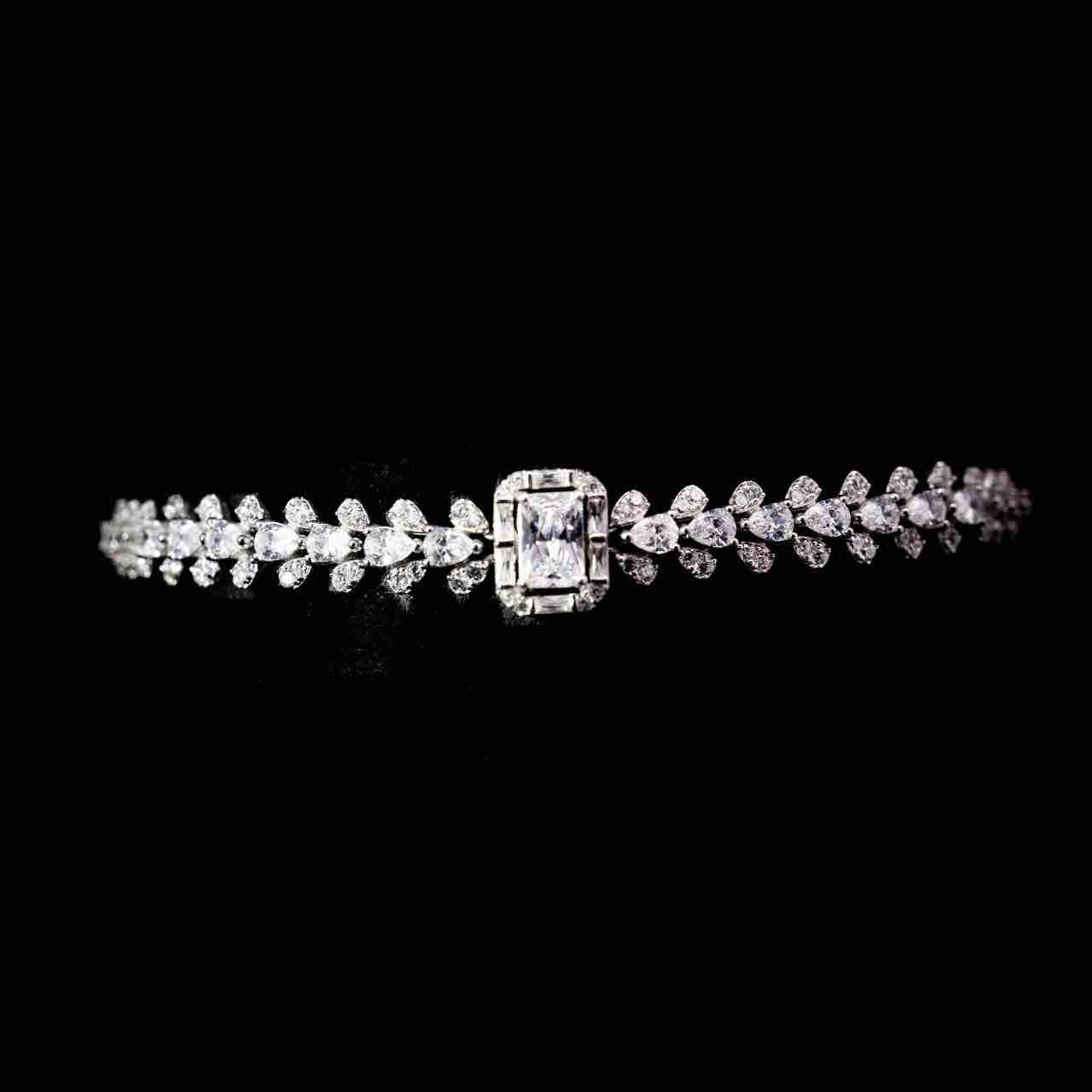 Omnia Husn White Bridal Full Set in 925 Silver High Quality Simulated Diamonds - Image 4