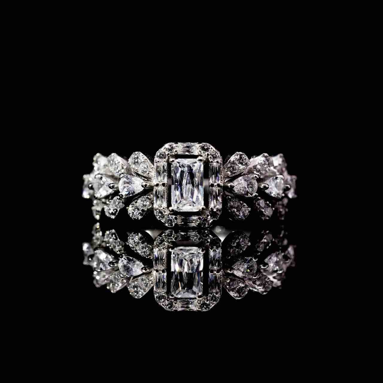 Omnia Husn White Bridal Full Set in 925 Silver High Quality Simulated Diamonds - Image 3