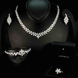Omnia Iffat White Bridal Full Set in 925 Silver High Quality Simulated Diamonds
