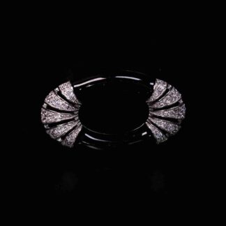 Omnia Najiya Classic Black Silver Brooch in 925 Silver In High Quality Simulated Diamonds