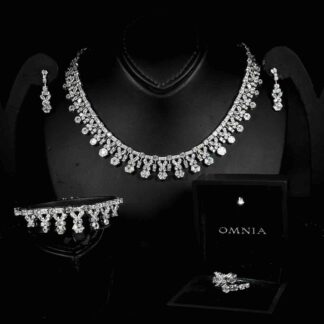 Omnia Nudhar White Bridal Full Set in 925 Silver High Quality Simulated Diamonds