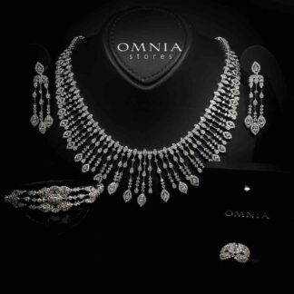 Omnia Nuzha White Bridal Full Set in 925 Silver High Quality Simulated Diamonds