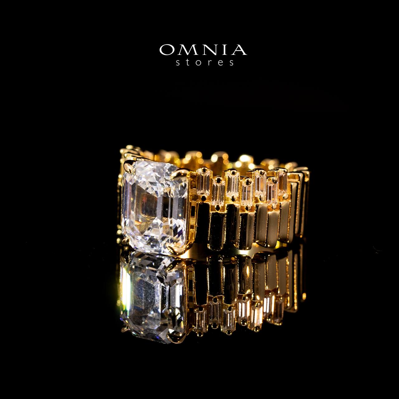 Omnia Shazia Golden Silver Ring In 925 Silver High Quality Certified Lab Crafted Cushion Stones 10Ct - Image 2