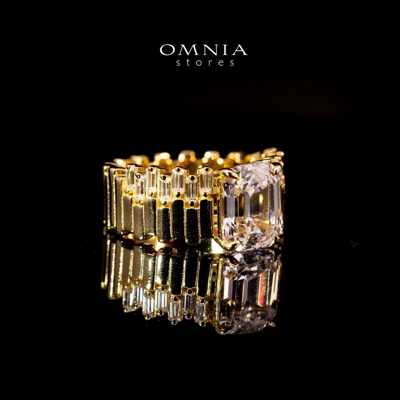 Omnia Shazia Golden Silver Ring In 925 Silver High Quality Certified Lab Crafted Cushion Stones 10Ct - Image 3